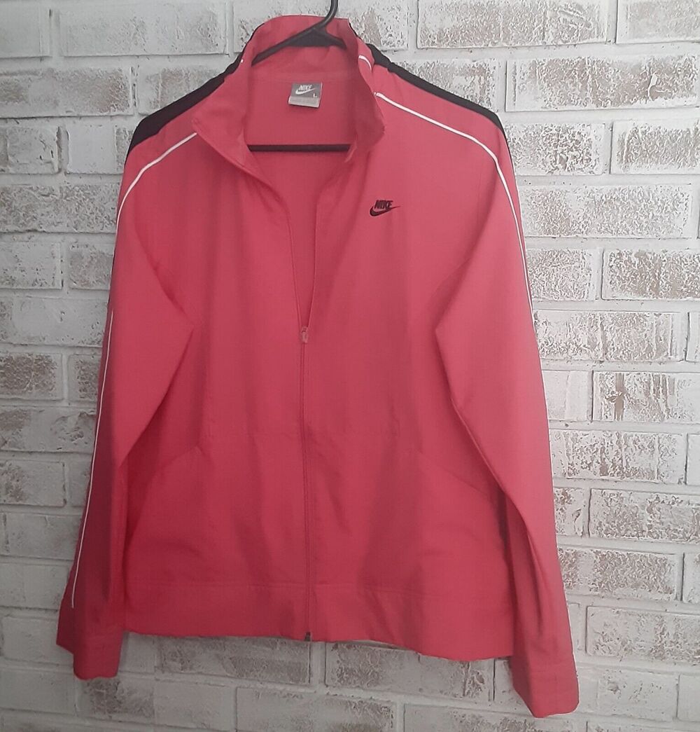 Nike Zip Up Jacket Hot Pink w/Racing Stripe sz L Active